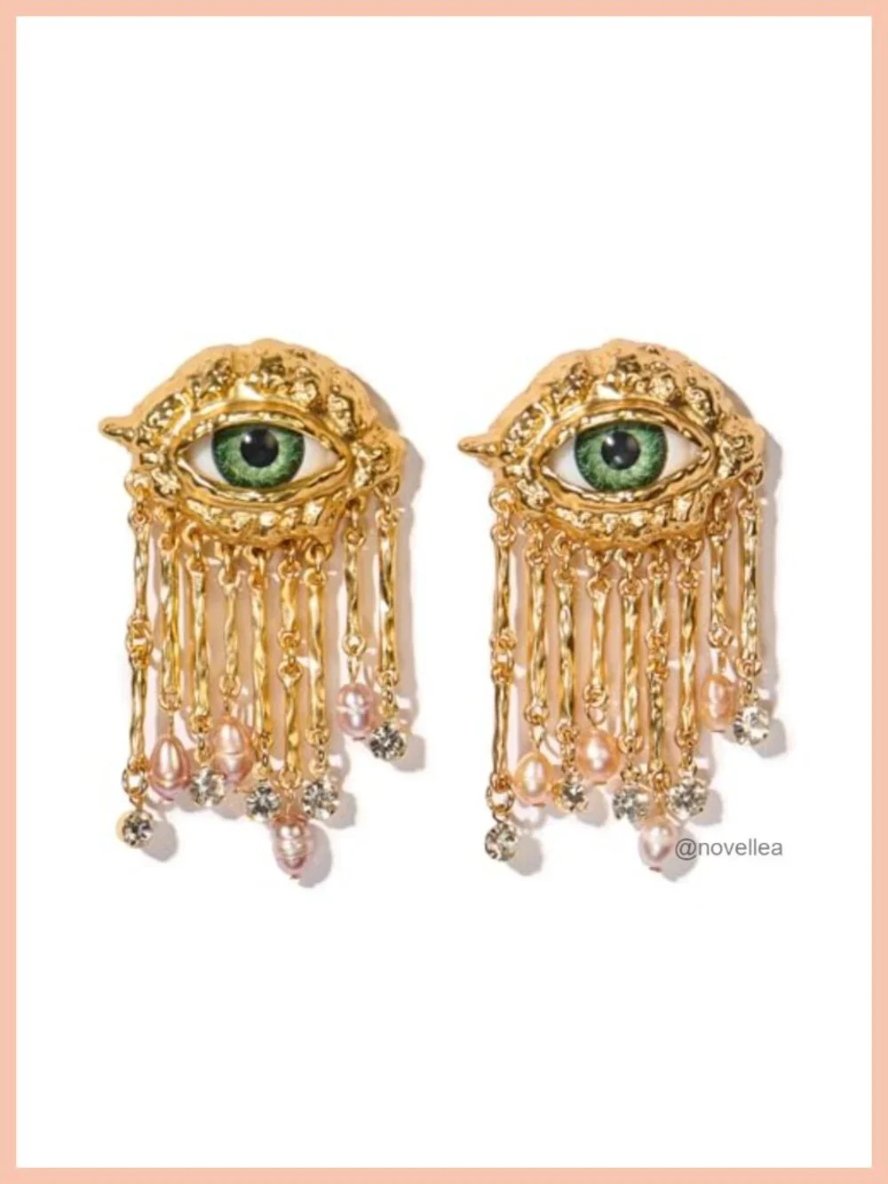 18K Gold Plated Evil Eye Earrings with Real Freshwater Pearls - Hypoallergenic